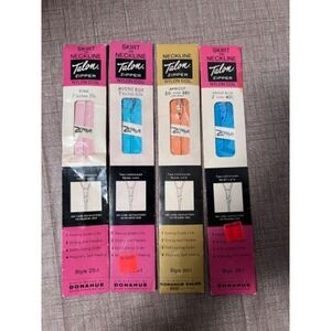 Vintage Talon Zephyr  Nylon Coil Zippers Lot of 4 Sewing Supplies Various Colors